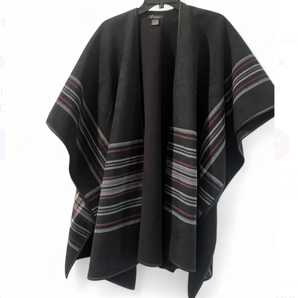 Plaid Black Elegant Poncho